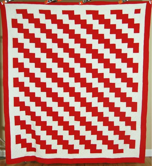 1880's Red & White Streak of Lightning Quilt (1 of 6)