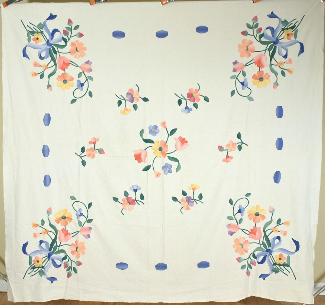 40's Floral Bouquet Applique Quilt Top (1 of 8)