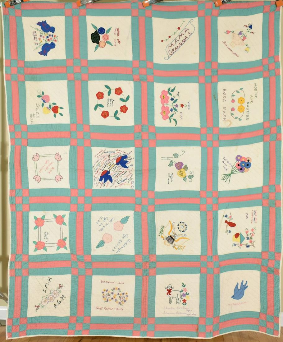 Family Album Quilt, Signed & Dated "1942" (1 of 16)