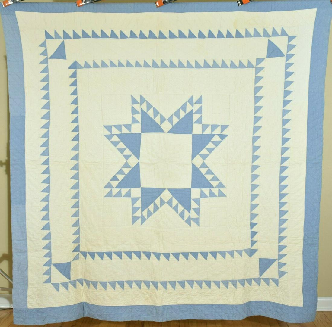 40's Blue & White Feathered Stars Quilt (1 of 9)