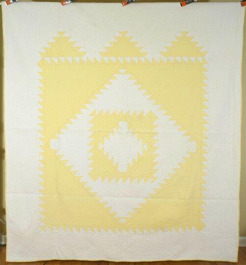 30's Yellow & White Sawtooth Diamond in a Square Quilt (1 of 10)