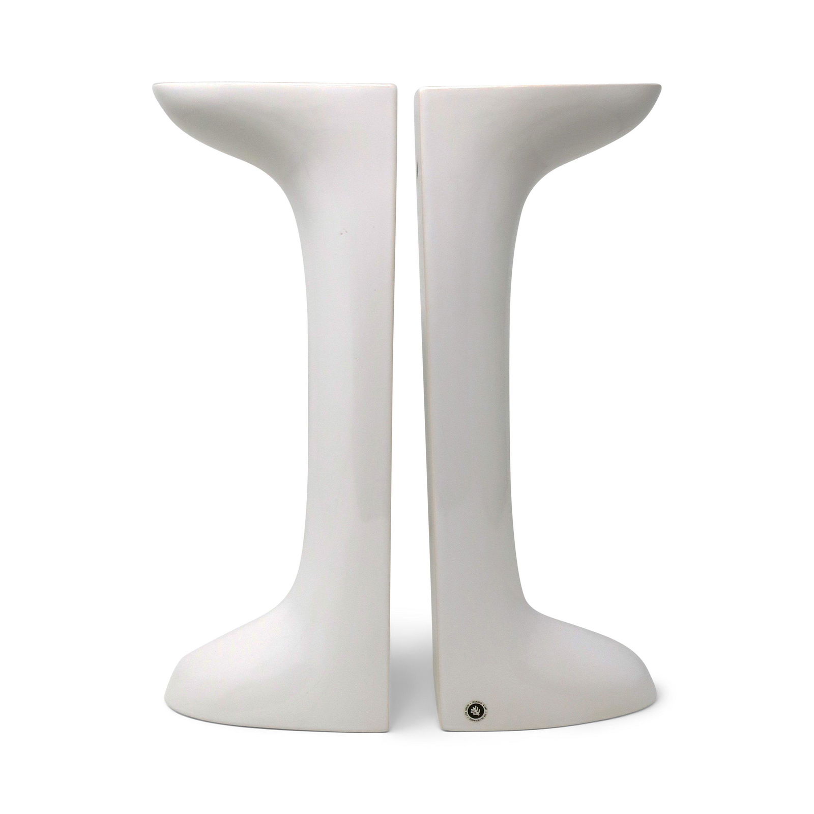 Helio Vase by Jasper Morrison for Cor Unum: A perfect minimalist design by Jasper Morrison for Cor Unum that was made in the Netherlands in 1993. The Helio vase is a pair of white glazed ceramic vessels that are simple, functional, and sensual.