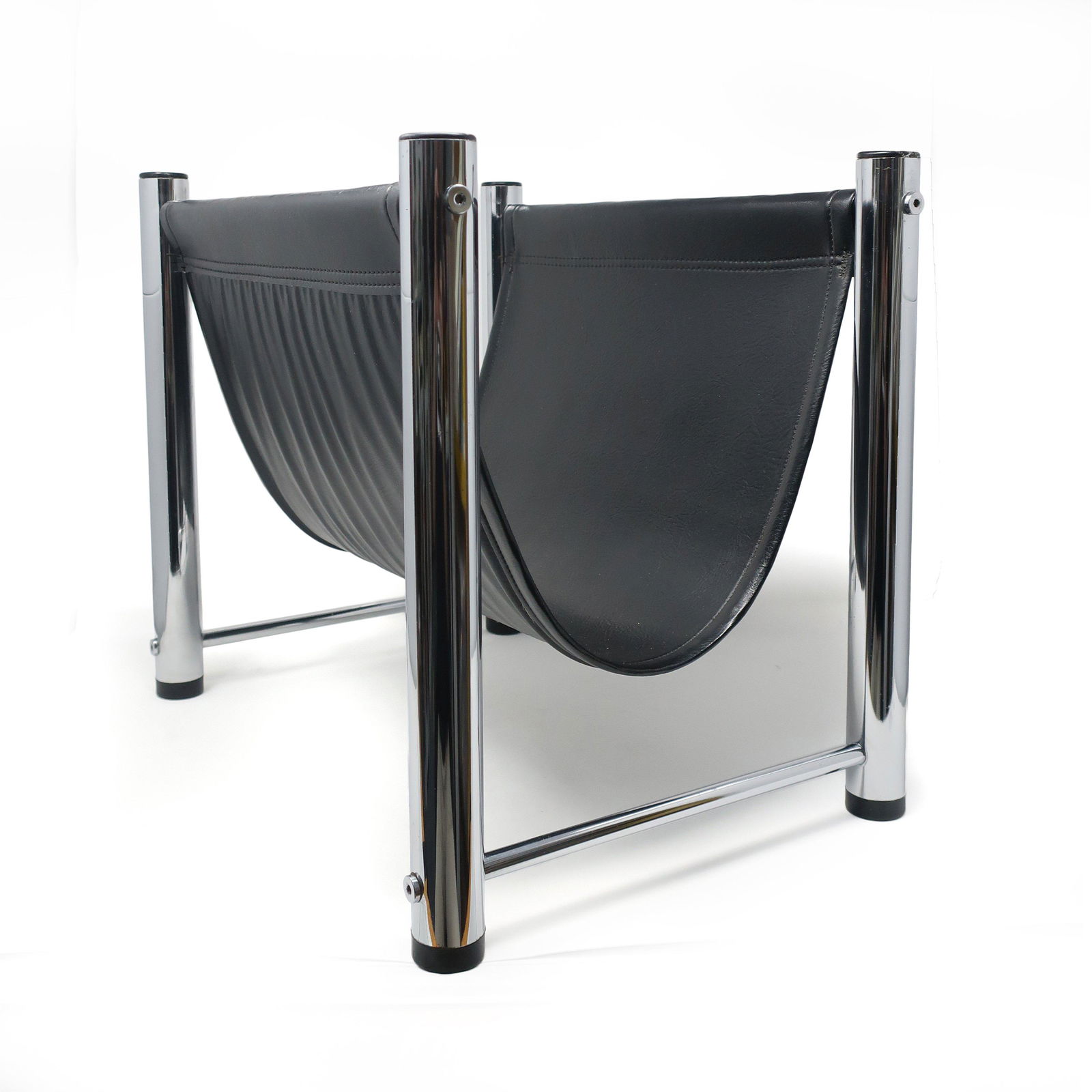 Mid-Century Modern Chrome and Vinyl Magazine Rack (1 of 6)