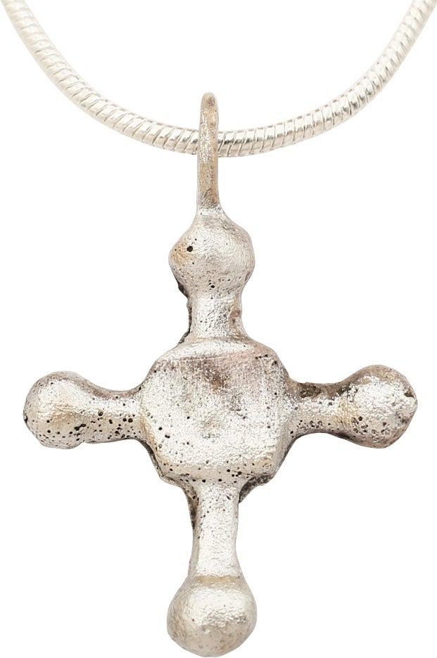 MEDIEVAL CHRISTIAN CROSS NECKLACE C.800-1000 AD: Carolingian, the period of Charlemagne. The emergence from the Dark Ages is embodied in the rise to power of the Frankish King, Charlemagne in 768 (founder of the Holy Roman Empire after 800) followed