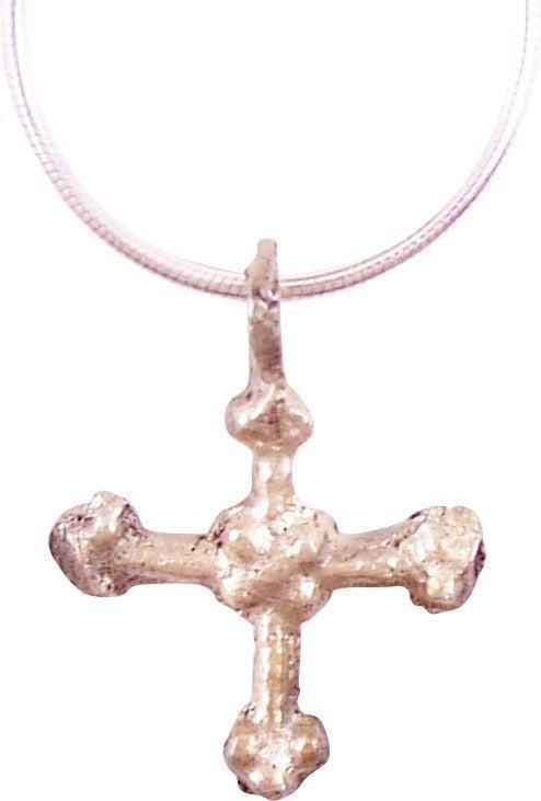FINE MEDIEVAL CHRISTIAN CROSS NECKLACE: Carolingian, the period of Charlemagne. The emergence from the Dark Ages is embodied in the rise to power of the Frankish King, Charlemagne in 768 (founder of the Holy Roman Empire after 800) followed