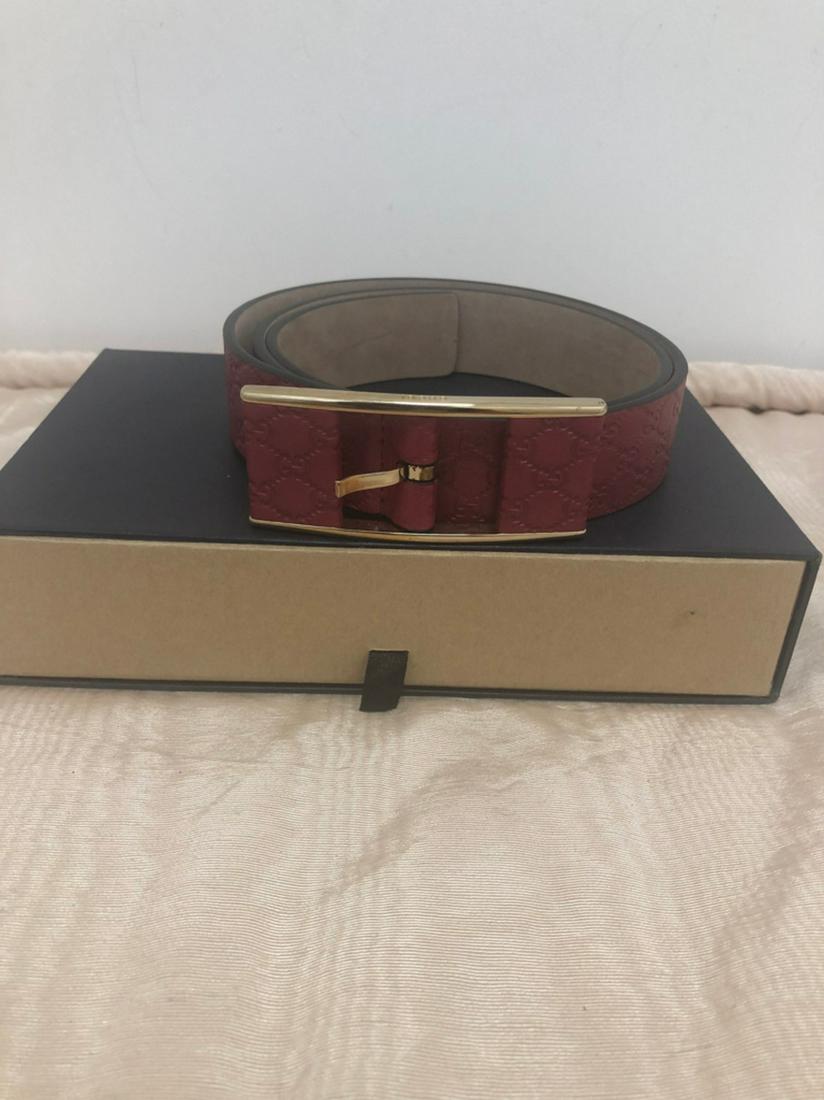 Gucci New Red Guccissima Belt 32" with Box: This is a new unisex red leather 32" Gucci Guccissima belt with the box. Reserve: $240.00 Shipping: Domestic: Flat-rate of $25.00 to anywhere within the contiguous U.S. Canada: Flat-rate of $20.00 to 