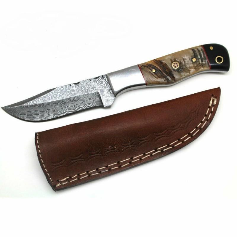 Handmade hiking chef damascus steel knife stag antler: Knife "Jerry" The Damascus knife is wear-resistant and effective. It can serve the owner for decades. The metal does not need sharpening and can withstand heavy loads. The product does not lose its or