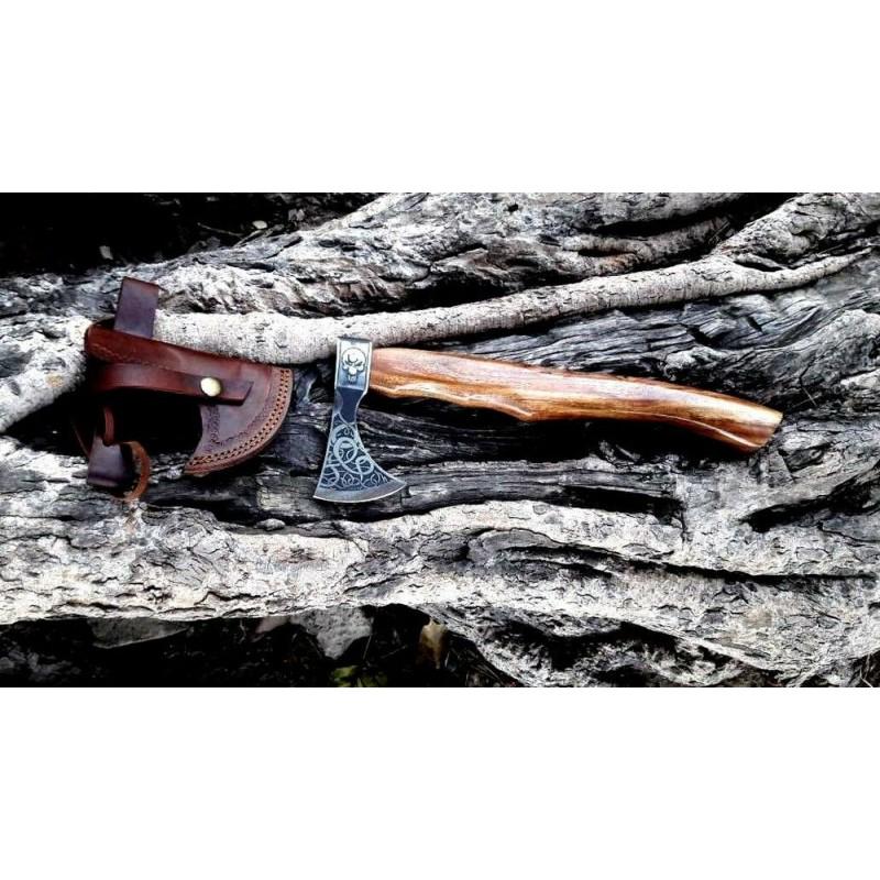 Spike steel viking axe tomahawk camping walnut wood (1 of 4)