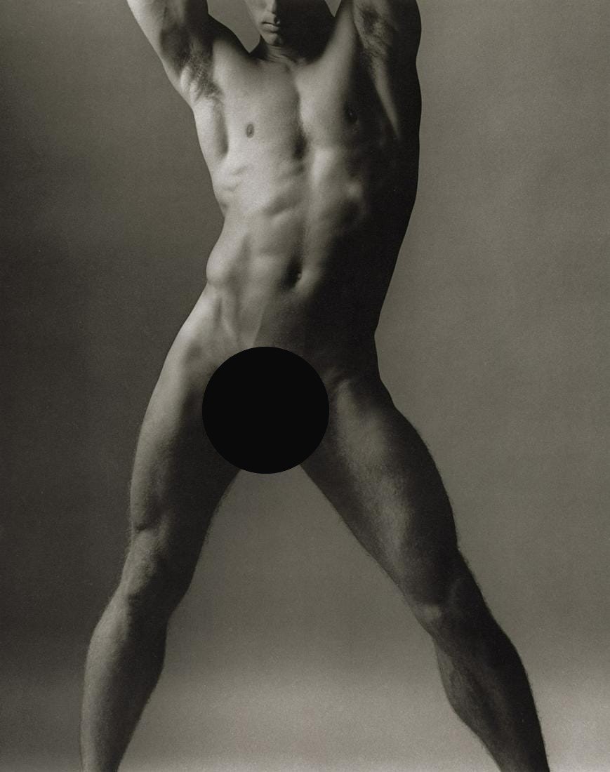 KEN HAAK - Male Nude, 1981: Artist: Ken Haak Title: Male Nude, 1981 Medium: Photo Litho, 1986, USA Dimensions: 9.1x11.5" Description: Heat Wax Mounted on 12x16" Conservation Board Artist Bio: Ken Haak (1923 - 1991) Celebrated fa