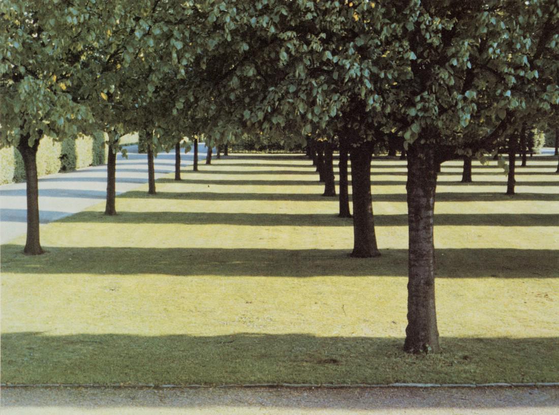 DAVID HOCKNEY - Herrenhausen-Hanover, 1976: Artist: David Hockney Title: Herrenhausen-Hanover, 1976 Medium: Photo Litho, 1983, Japan Dimensions: 7.6x5.65" Description: Heat Wax Mounted on 8.5x11" Conservation Board Artist Bio: David Hockney, (1