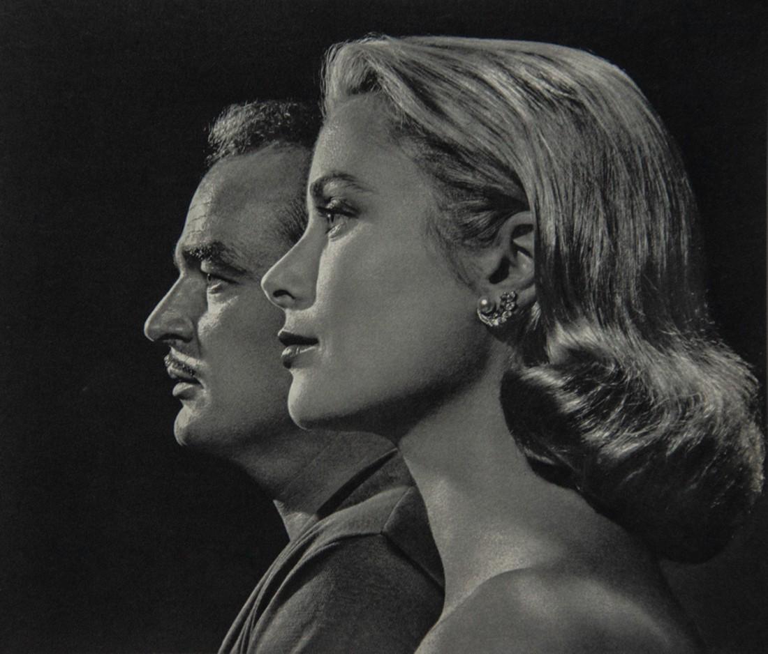 YOUSUF KARSH - Prince Rainier, Grace Kelly: Artist: Yousuf Karsh Title: Prince Rainier III, Princess Grace of Monaco Medium: Sheet Fed Gravure, 1960, Netherlands Dimensions: 9.5x7.85 Description: Heat Wax Mounted on 11x14" Conservation Board Ar