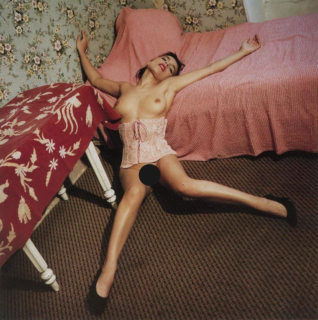 BETTINA RHEIMS - 3 Mars II, Paris: Artist: Bettina Rheims Title: 3 Mars II, Paris Medium: Photo Litho, 1994, Germany Dimensions: 7.4x7.5" Description: Heat Wax Mounted on 11x14" Conservation Board Artist Bio: Bettina Caroline Germaine