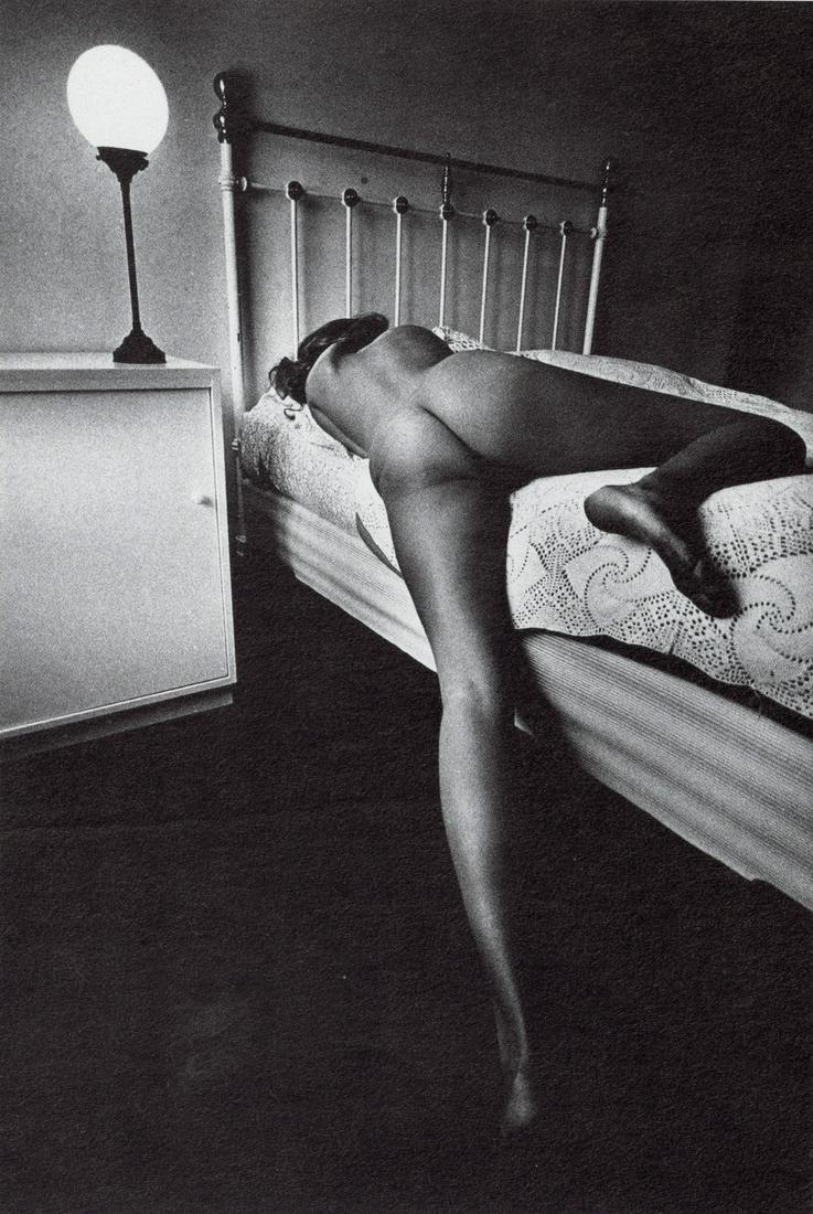 JEANLOUP SIEFF - Nude on Bed, 1969: Artist: Jeanloup Sieff Title: Nude on Bed, 1969 Medium: Duotone Photo Litho, 1977, Italy Dimensions: 5.9x8.8" Description: Heat Wax Mounted on 8.5x11" Conservation Board Artist Bio: Jeanloup Sieff (19