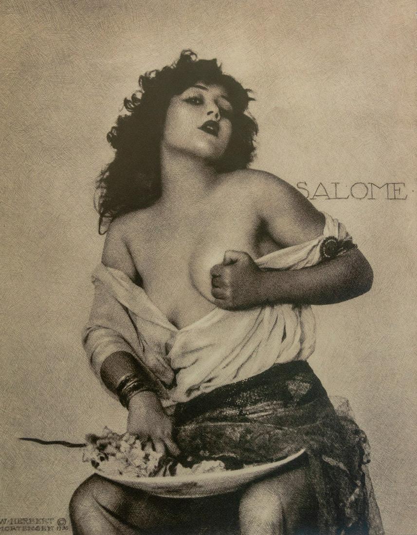 WILLIAM MORTENSEN - Salome: Artist: William Mortensen Title: Salome Medium: Photo Litho, 2014, China (American Grotesque) Dimensions: 8.6x11.15" Description: Heat Wax Mounted on 11x14" Conservation Board Artsit Bio: William Mort