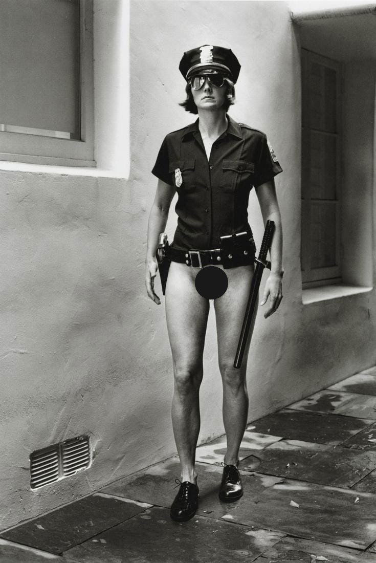 HELMUT NEWTON - Evi as Cop, Beverly Hills, 1997 (1 of 2)