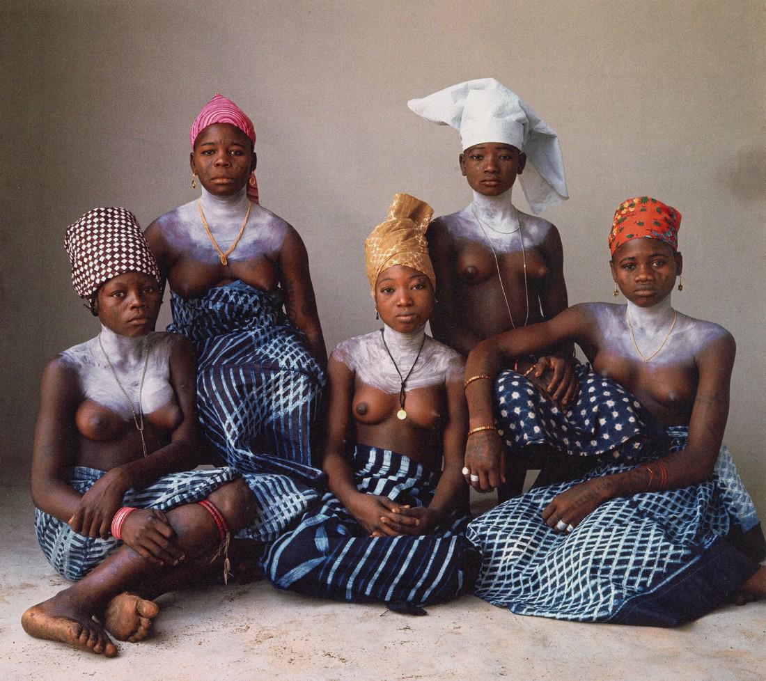 IRVING PENN - Five Dahomey Girls, Seated, 1967: Artist: Irving Penn Title: Five Dahomey Girls, Seated, 1967 Medium: Photo Litho, 2015, Germany Dimensions: 7.5x6.7" Description: Heat Wax Mounted on 8.5x11" Conservation Board Artsit Bio: Irving Penn 