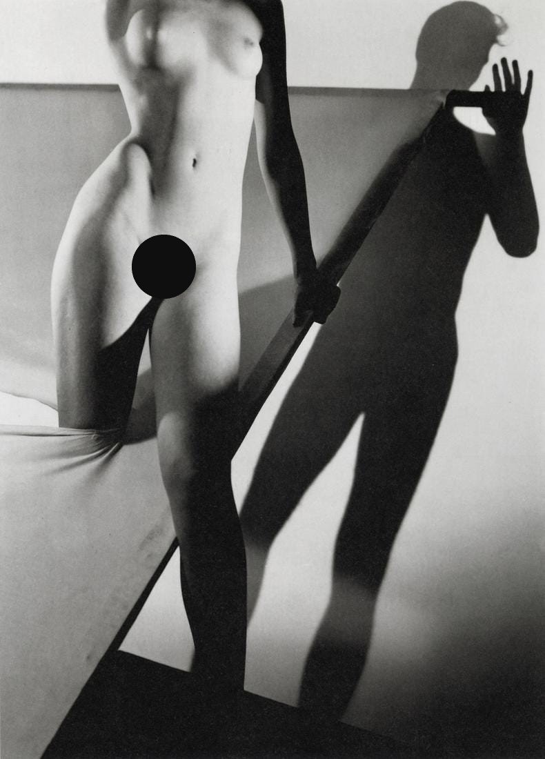 GEORGE PLATT-LYNES - Female Nude with Male Shadow, 1939: Artist: George Platt-Lynes Title: Female Nude with Male Shadow, 1939 Medium: Photo Litho, 2000, Italy Dimensions: 8.4x11.7" Description: Heat Wax Mounted on 12x16" Conservation Board Artsit Bio: Georg