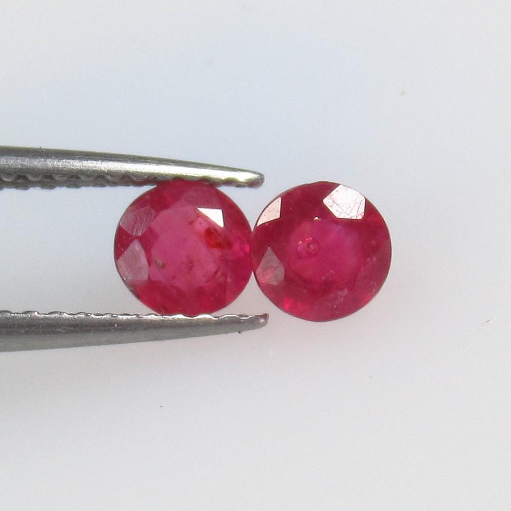 1.13 Ct Natural Mozambique Pinkish Red Ruby Round Pair (1 of 2)