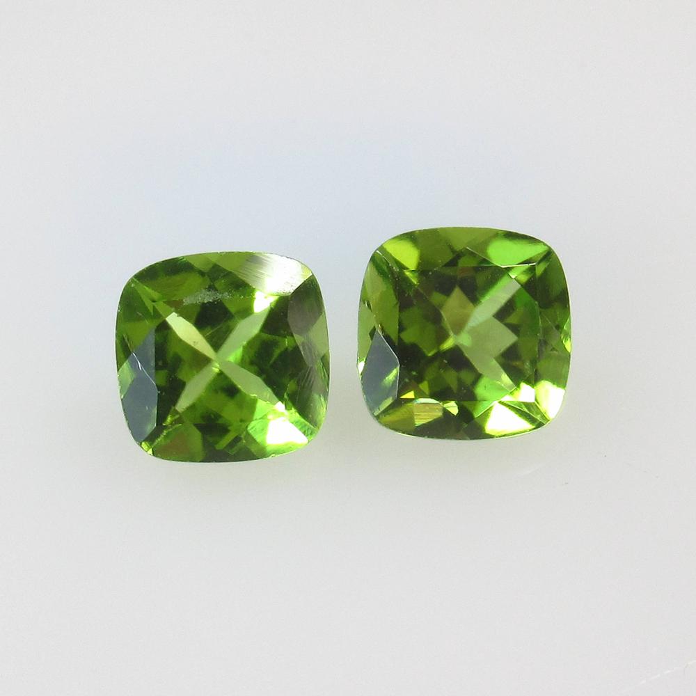 3.15 Ct Natural Pakistan Peridot Cushion Pair (1 of 2)
