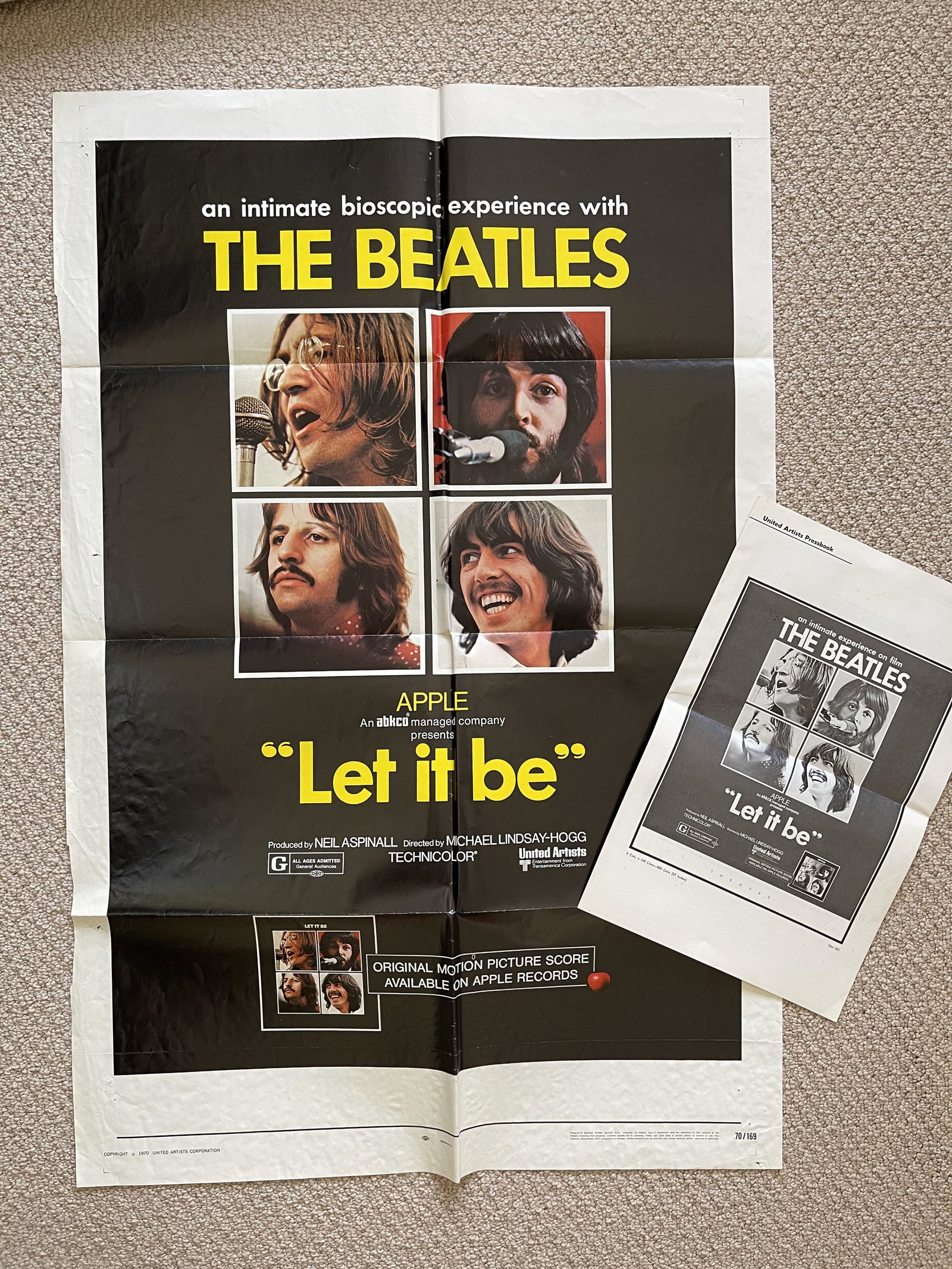 LET IT BE. ALBUM. MOVIE POSTER. PRESS KIT.: LET IT BE. ALBUM. MOVIE POSTER. PRESS KIT. APPLE RECORDS. AR 34001. The Beatles Â– Let It Be Label: Apple Records Â– AR 34001 Format: Vinyl, LP, Album, Stereo, Winchester Pressing, Gatefold Coun
