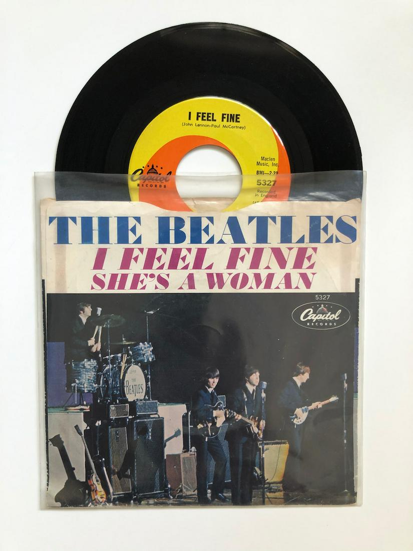 I Feel Fine PICTURE SLEEVE: The Beatles – I Feel Fine PICTURE SLEEVE Reserve: $4.00 Shipping: Domestic: Flat-rate of $6.00 to anywhere within the contiguous U.S. International: Foreign shipping rates are determined by destinat