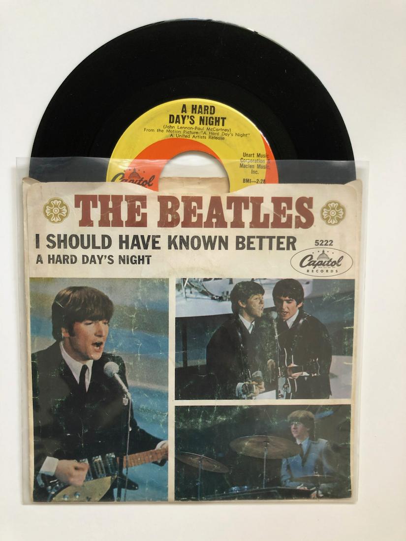 A Hard Day's Night PICTURE SLEEVE: The Beatles – A Hard Day's Night - writing on picture sleeve PICTURE SLEEVE Reserve: $4.00 Shipping: Domestic: Flat-rate of $6.00 to anywhere within the contiguous U.S. International: Foreign shippi