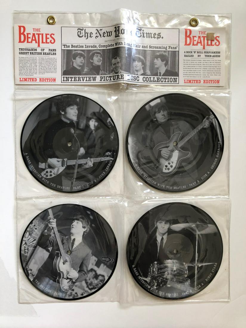 Interview Picture Disc Collection PICTURE DISC: The Beatles – The Beatles Interview Picture Disc Collection PICTURE DISC Reserve: $15.00 Shipping: Domestic: Flat-rate of $6.00 to anywhere within the contiguous U.S. International: Foreign shipping