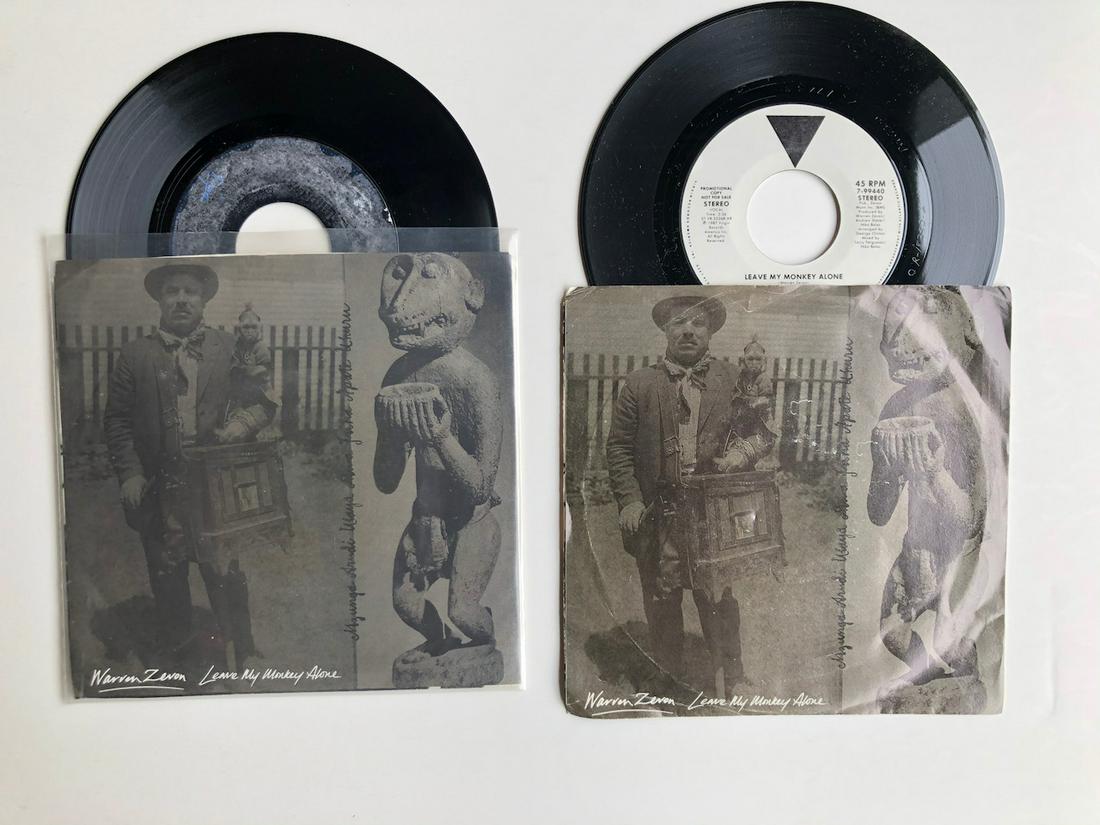 2 WARREN ZEVON 45s - PROMO: Warren Zevon – Leave My Monkey Alone Label: Virgin – 7-99440 Format: Vinyl, 7", 45 RPM, Single Country: US Released: 1987 - AND - Warren Zevon – Leave My Monkey Alone Label: Virgin – 7-99440 F