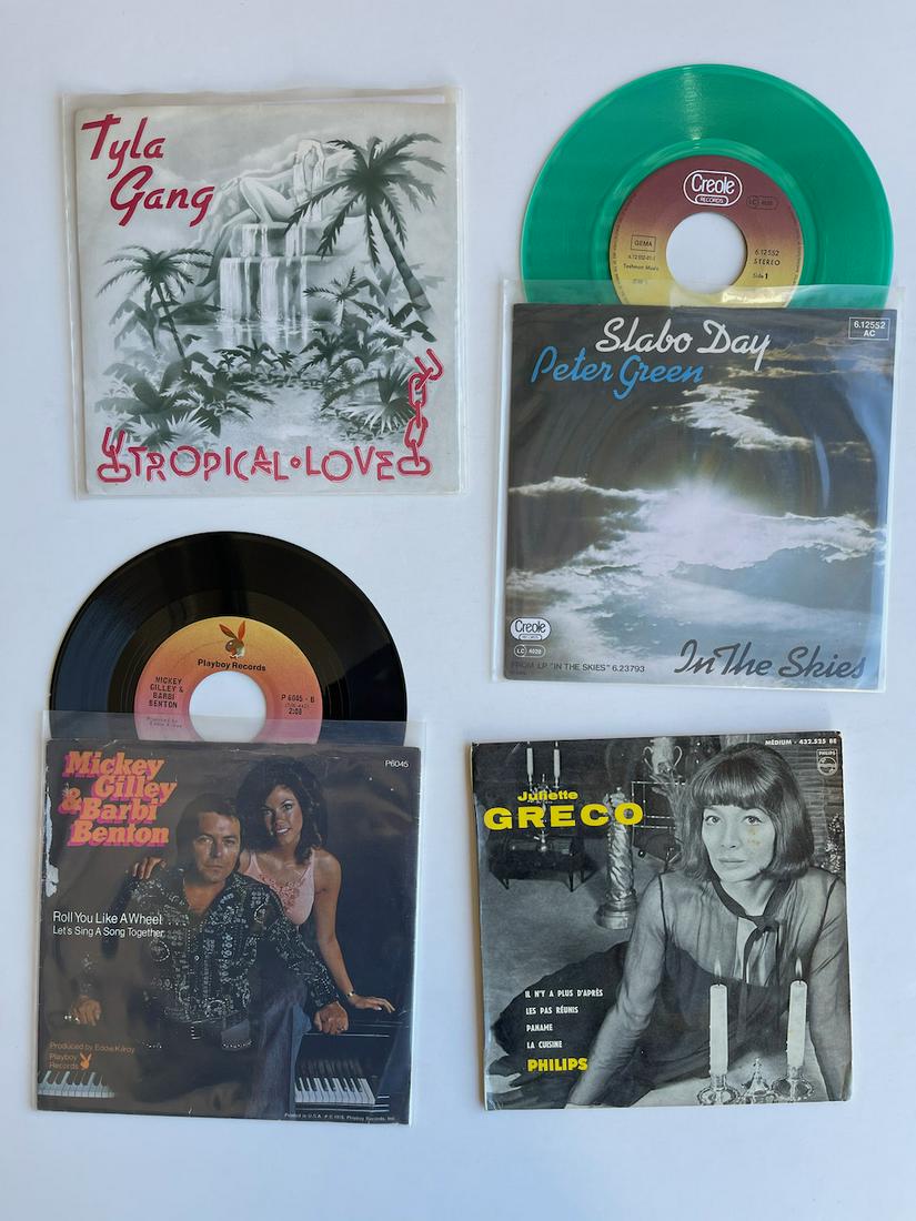 BARBIE BENTON PLAYBOY RECORD AND MORE: Tyla Gang – Tropical Love Label: Beserkley – BZZ 15 Format: Vinyl, 7", 45 RPM, Single Released: 1978 - AND - Peter Green (2) – Slabo Day / In The Skies Label: Creole Records – 6.12552 AC Forma