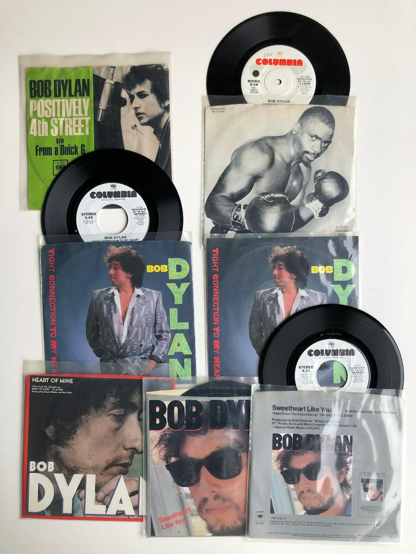 RARE BOB DYLAN PICTURE SLEEVE AND DJ PROMO 45s SET: RARE BOB DYLAN PICTURE SLEEVE AND DJ PROMO 45s RECORD SET INCLUDING: Bob Dylan – Positively 4th Street Label: Columbia – 4-43389 Format: Vinyl, 7", 45 RPM, Single Country: US Released: 1965 - AND 