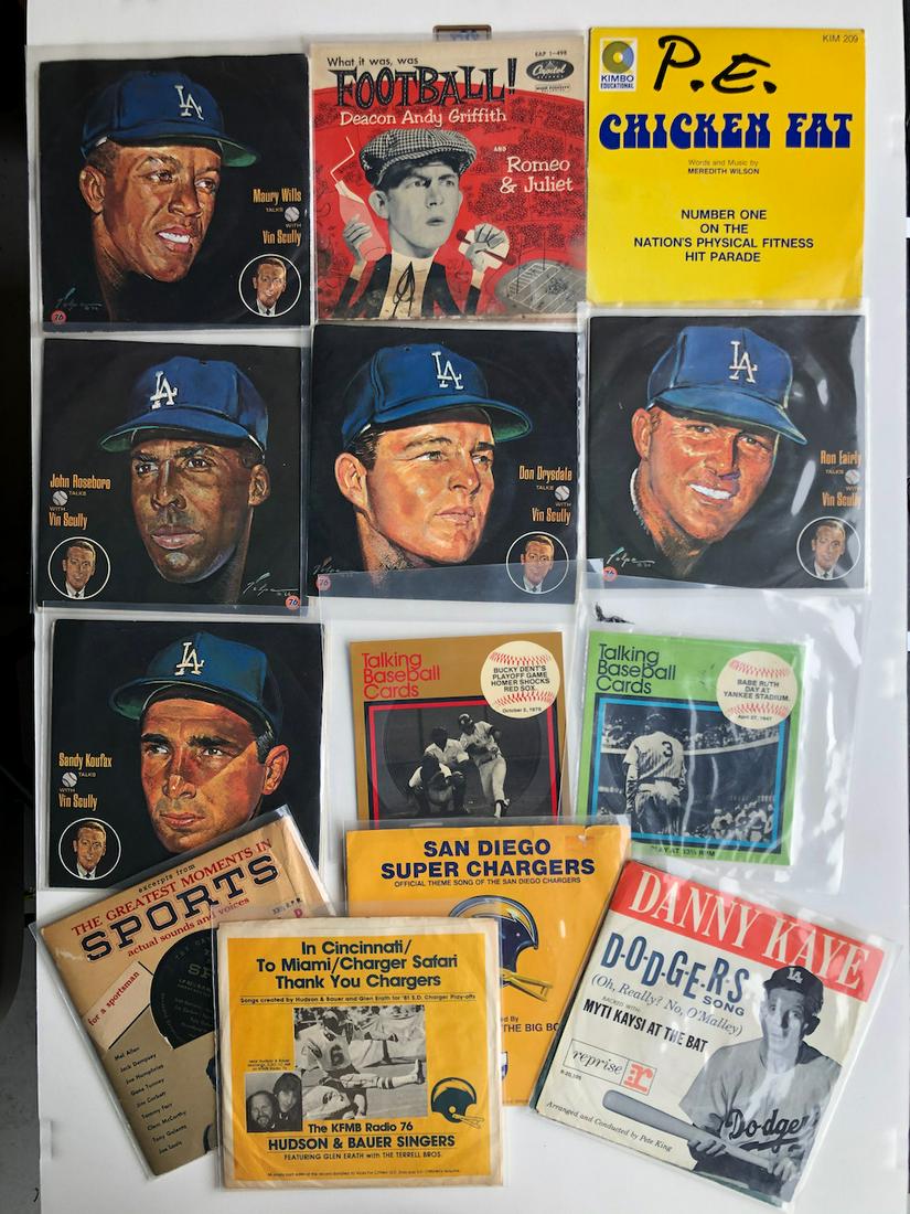 WOW ! SPORTS RELATED PICTURE SLEEVE 45s and more: WOW ! SPORTS RELATED PICTURE SLEEVE 45s and more INCLUDING: FIVE RARE UNION 76 RECORDS - Sandy Koufax – Sandy Koufax Talks With Vin Scully Label: Dodger Record Library – NO. U-11 Format: Vinyl, 7"