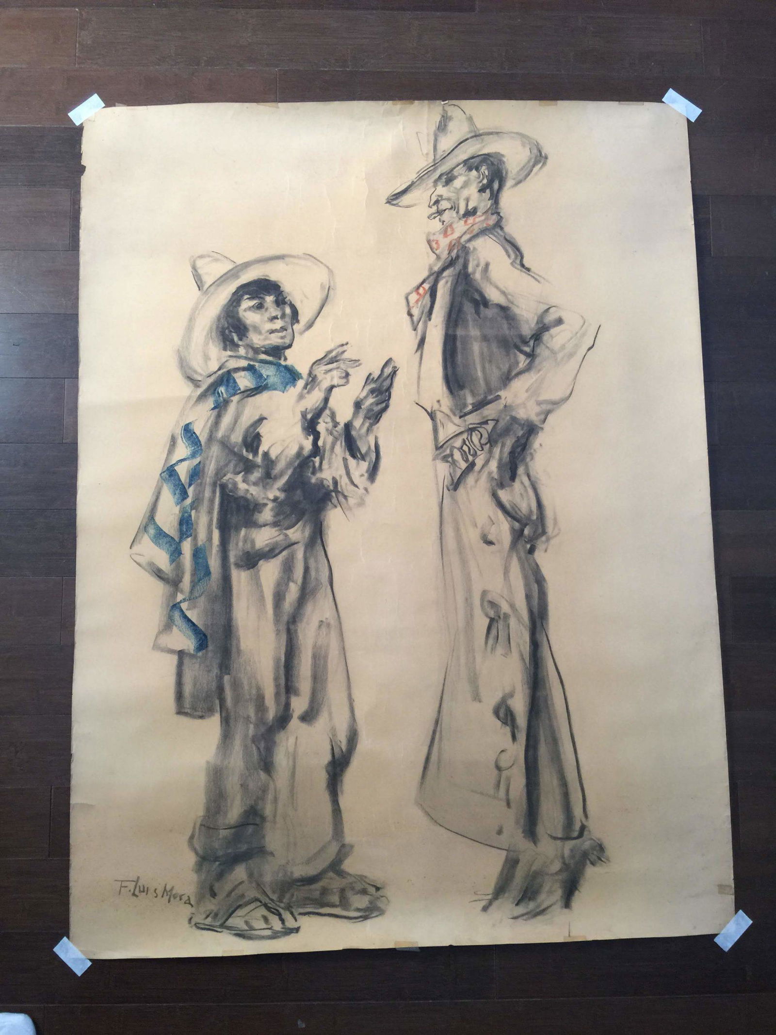 Cowboy - Original Art by Francis Luis Mora (1910's) 36" (1 of 3)