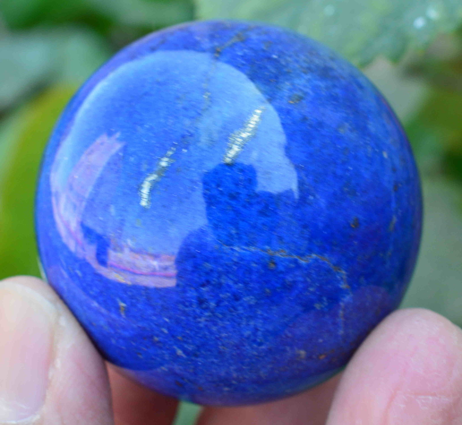 160 Grams Royal Blue Lapis Lazuli Sphere: Title: 160 Grams Royal Blue Lapis Lazuli Sphere Weight:160 Grams Origin: Afghanistan Materials: Sphere Size: 47 MM Description:Treatment:Natural Reserve: $80.00 Shipping: Domestic: Flat-rate of $15.00