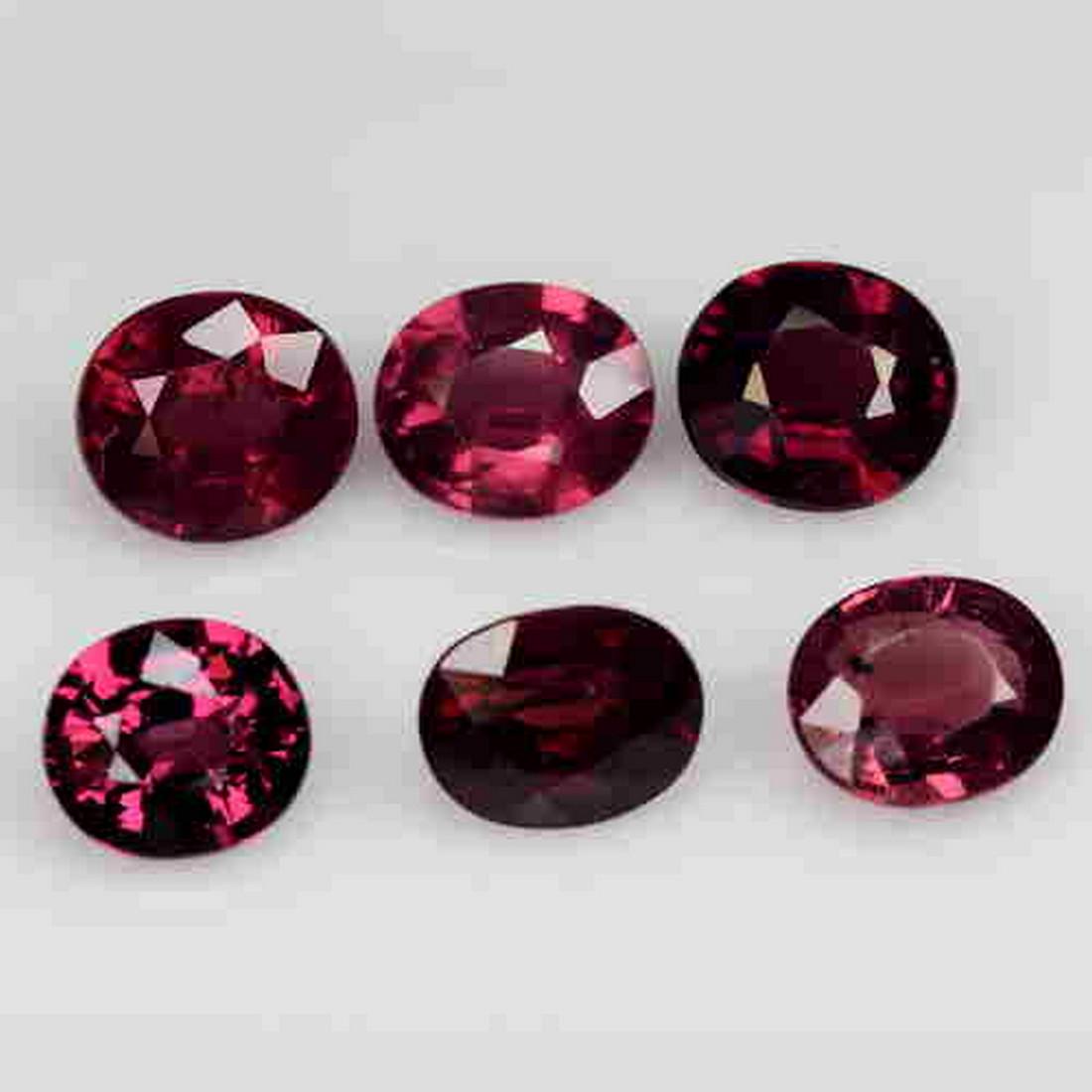 6 PCS 7.35 CTS NATURAL RHODOLITE GARNET OVAL SHAPE GOOD (1 of 2)