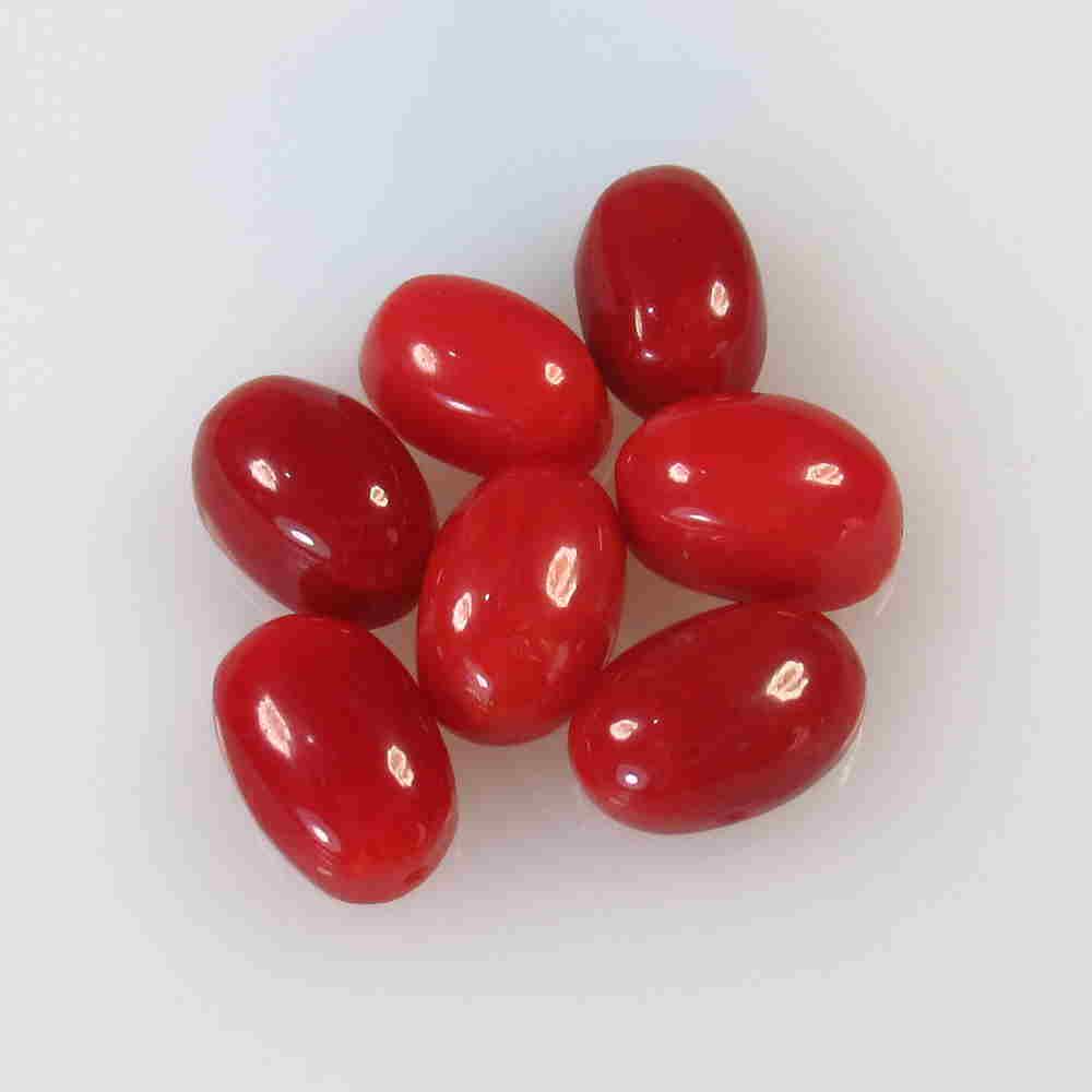 15.55 Ctw Natural 7 Italian Red Coral Oval Necklace Set (1 of 2)