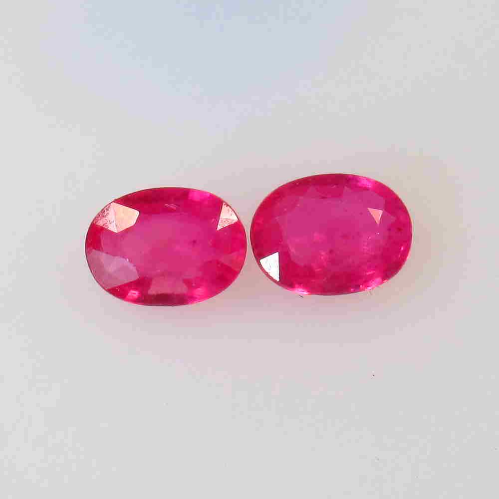 2.82 Ctw Natural Mozambique Pinkish Ruby Oval Pair (1 of 2)
