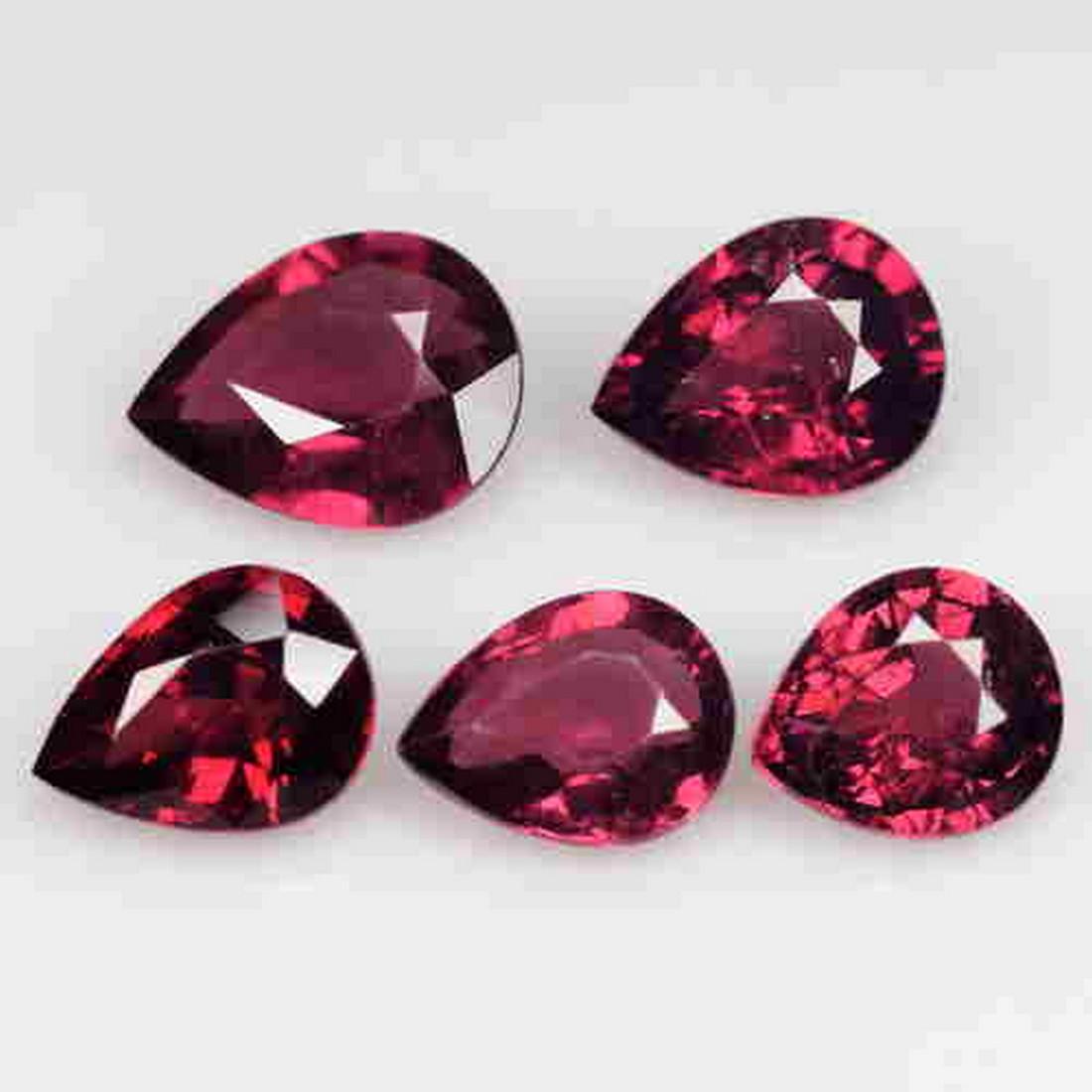 5 PCS 5.25 CTS NATURAL RHODOLITE GARNET PEAR SHAPE GOOD (1 of 2)