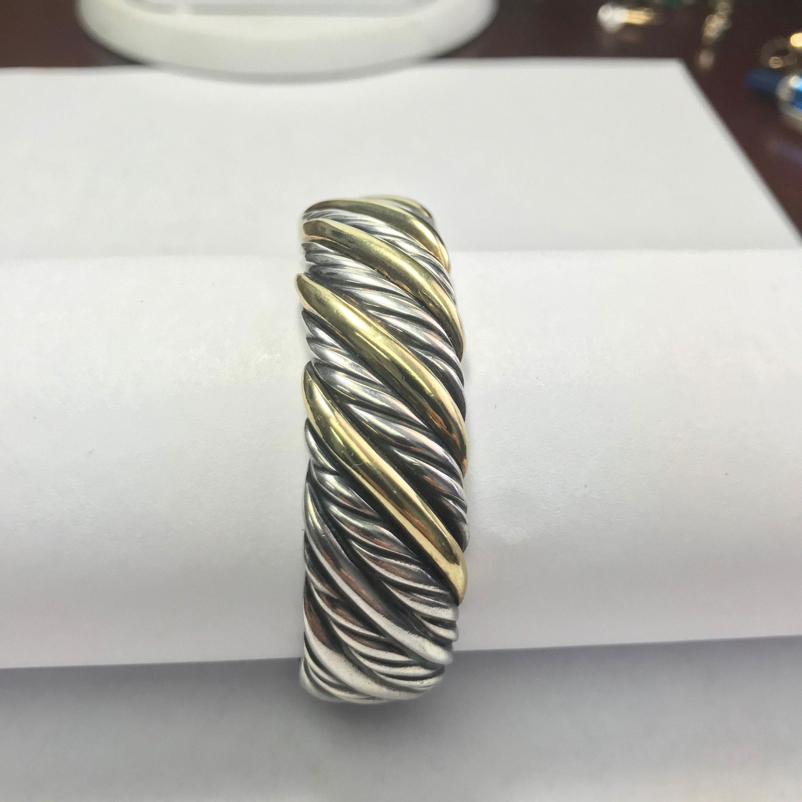 Stylish, Vintage, Sterling Silver /18K Yellow Gold Wide (1 of 6)