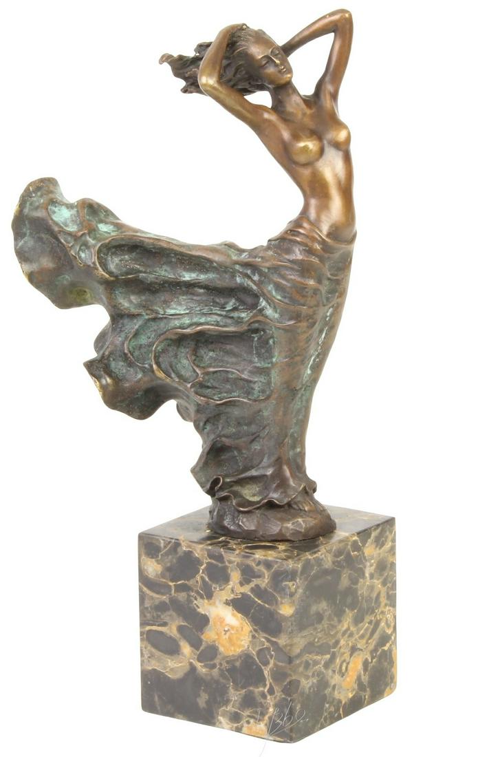 Eclectic bronze artwork of a lady in the wind (1 of 7)