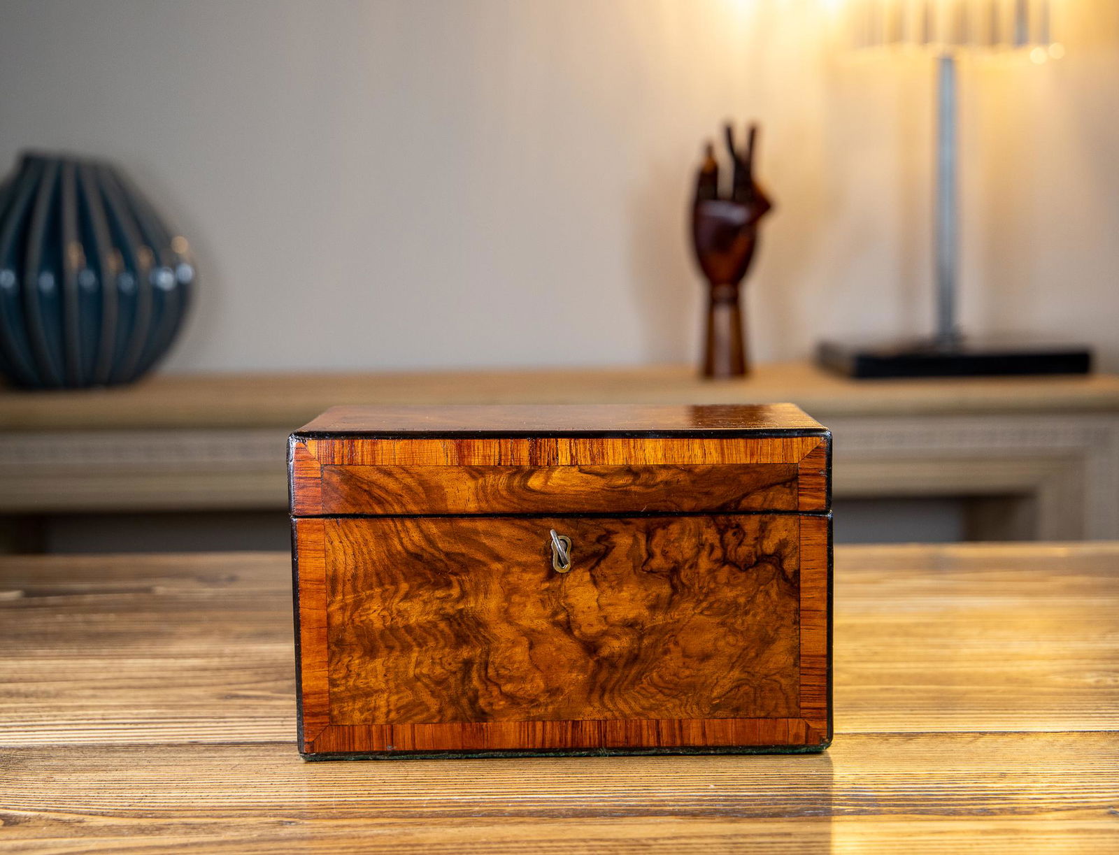 Twin Burr Walnut Tea Caddy 1870 (1 of 9)