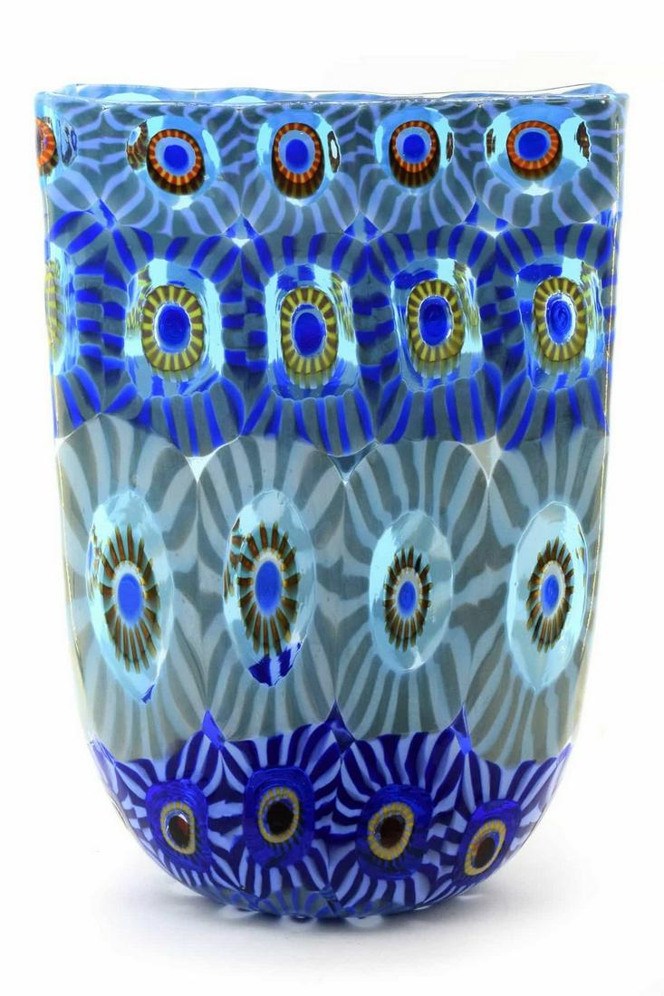 Murano glass vase with murrine signed: Title: Murano glass vase with murrine signed Maker: Mario Formentello Date/Period: 2021 Origin: Murano Dimension: 23 x 16 cm cm 700 grams Material: glass Additional Information: Murano glass vase with