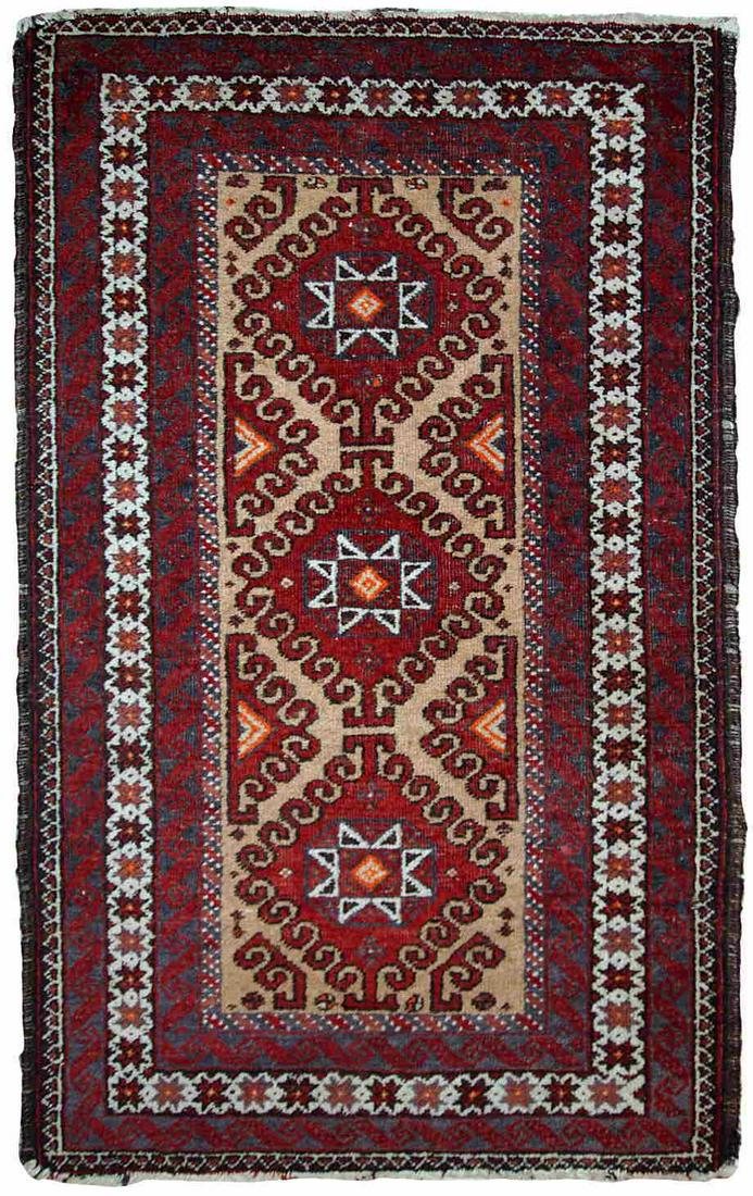 Handmade vintage Afghan Ersari rug 1.7' x 2.9' (54cm x (1 of 11)