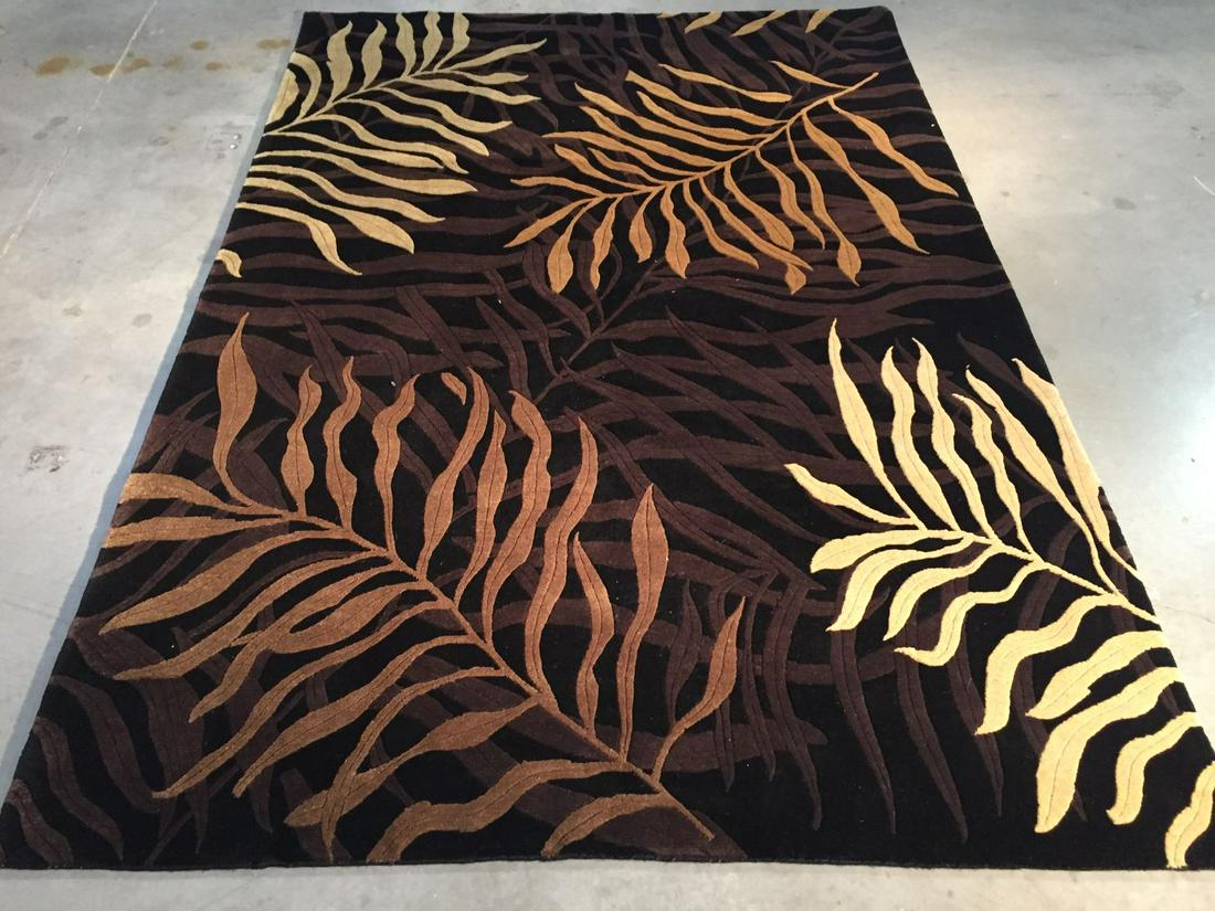 MODERN HAND KNOTTED CARVED WOOL RUG 5.7x8.5 (1 of 8)