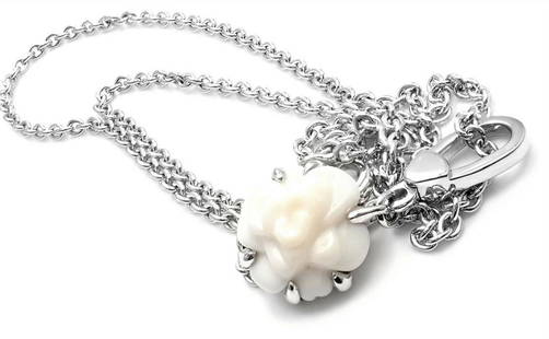 Authentic! Chanel Camelia Camellia 18k White Gold White: Authentic! Chanel Camelia Camellia 18k White Gold White Agate Pendant Necklace Authentic! Chanel Camelia Camellia 18k White Gold White Agate Pendant Necklace Product Description About This Piece: