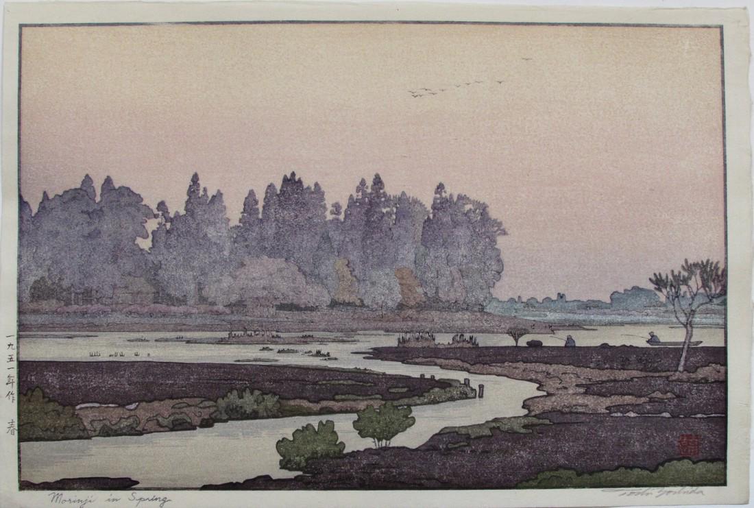 Toshi Yoshida: Morin-ji in Spring: Artist: Toshi YOSHIDA (1911-1995) Subject: Morin-ji in Spring Publisher: Self Signature: Toshi Yoshida in pencil Date: 1951 Format: ôban, 39.7 x 26.7 cm Condition: Fine impression, color and conditio