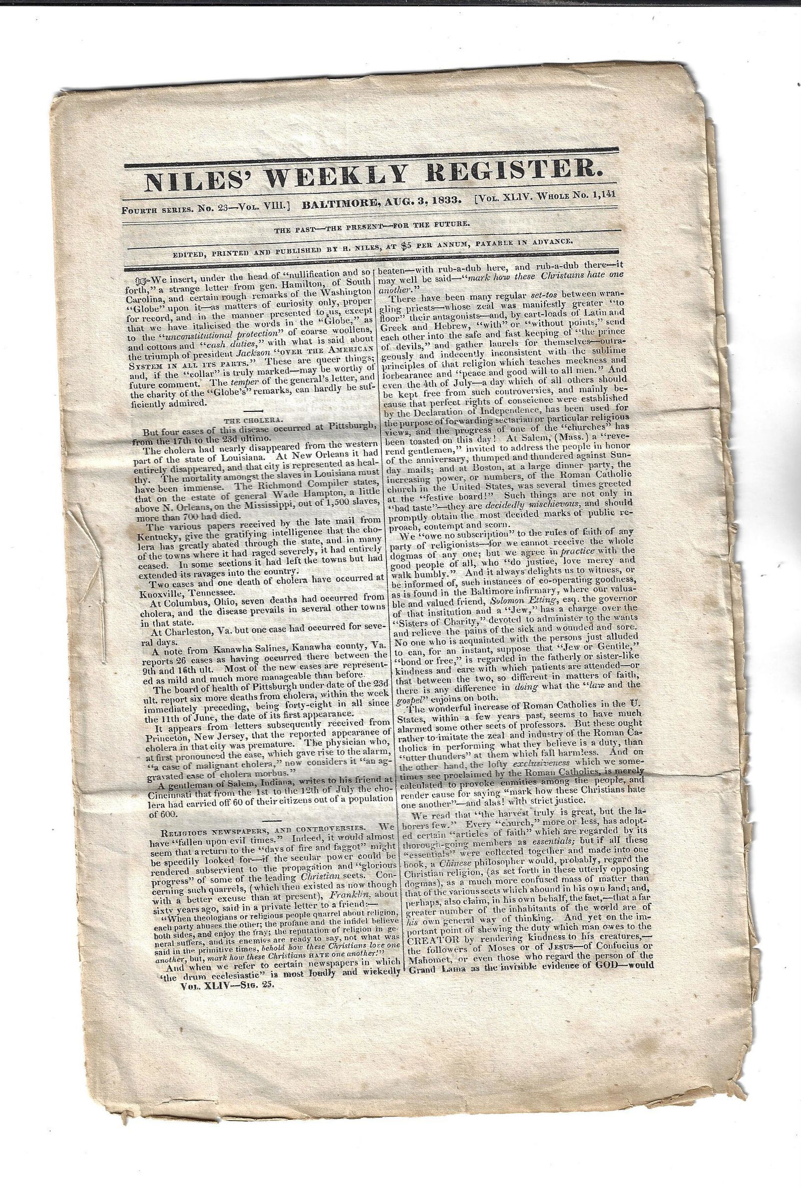 1833 Weekly Slave Trade Liberia Nullification (1 of 4)