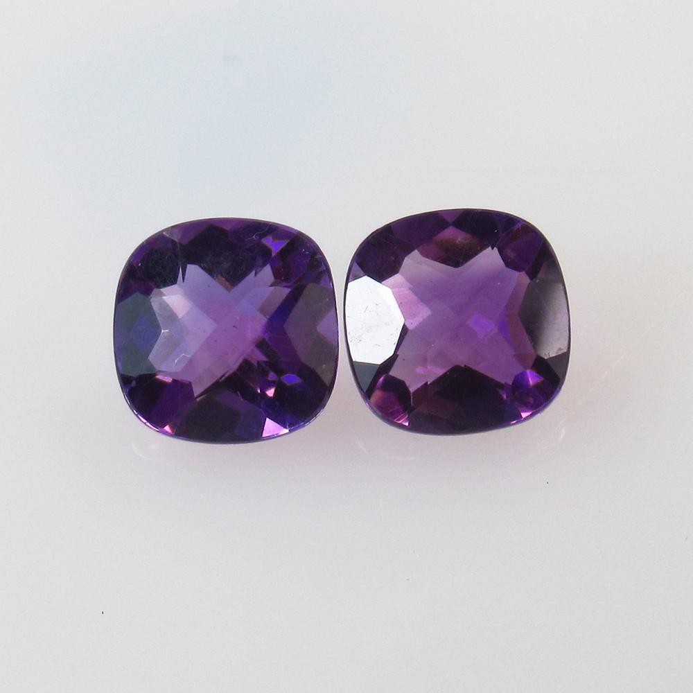 3.44 Ctw Natural Purple Amethyst Cushion Pair (1 of 2)