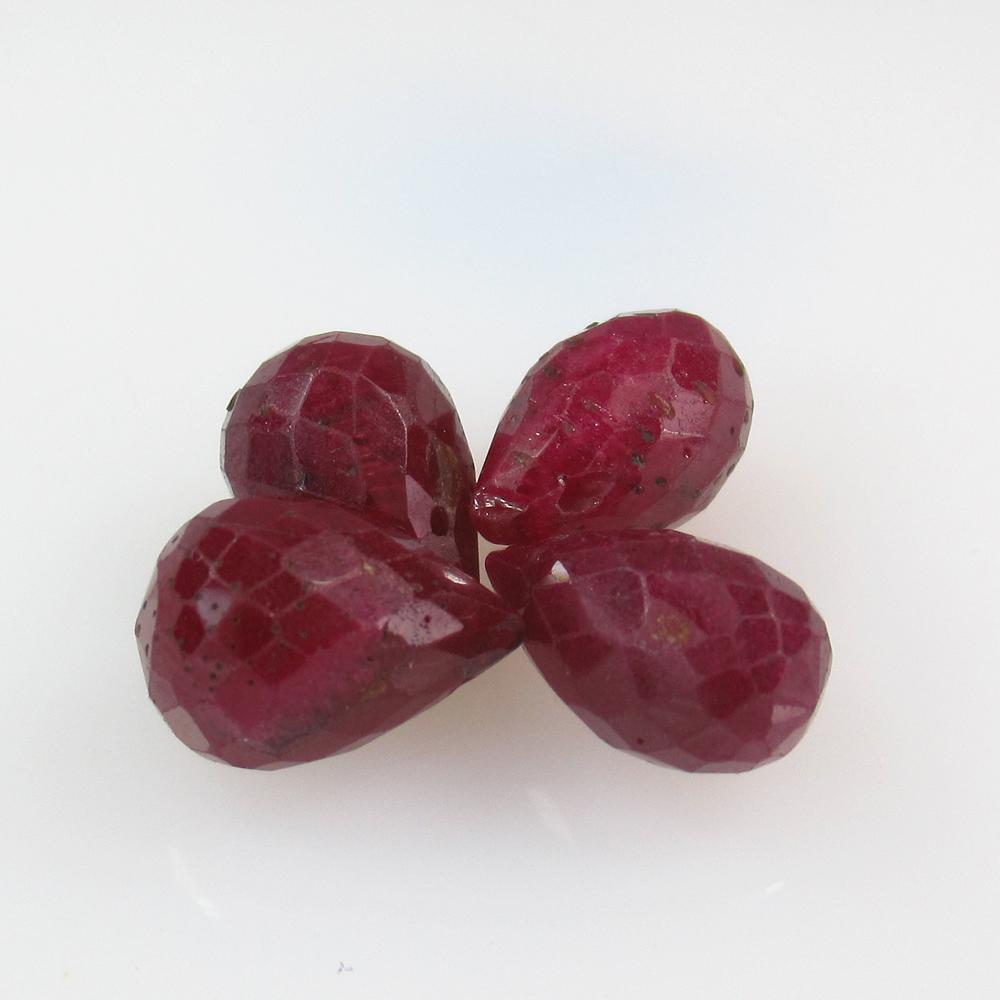 20.77 Ct Natural 4 Red Ruby Pear Drop Beads (1 of 2)