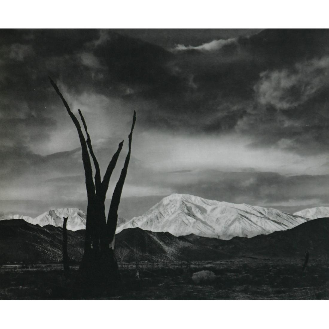 ANSEL ADAMS - Sunrise, Mount Tom, Owens Valley: Artist: ANSEL ADAMS Print Title: Sunrise, Mount Tom, Owens Valley Medium: Sheet-fed Gravure Printing Date: 1960's Printed in the USA Image Size approx: 8.25 x 9.75 inches Ansel Adams (1902-1984) was a