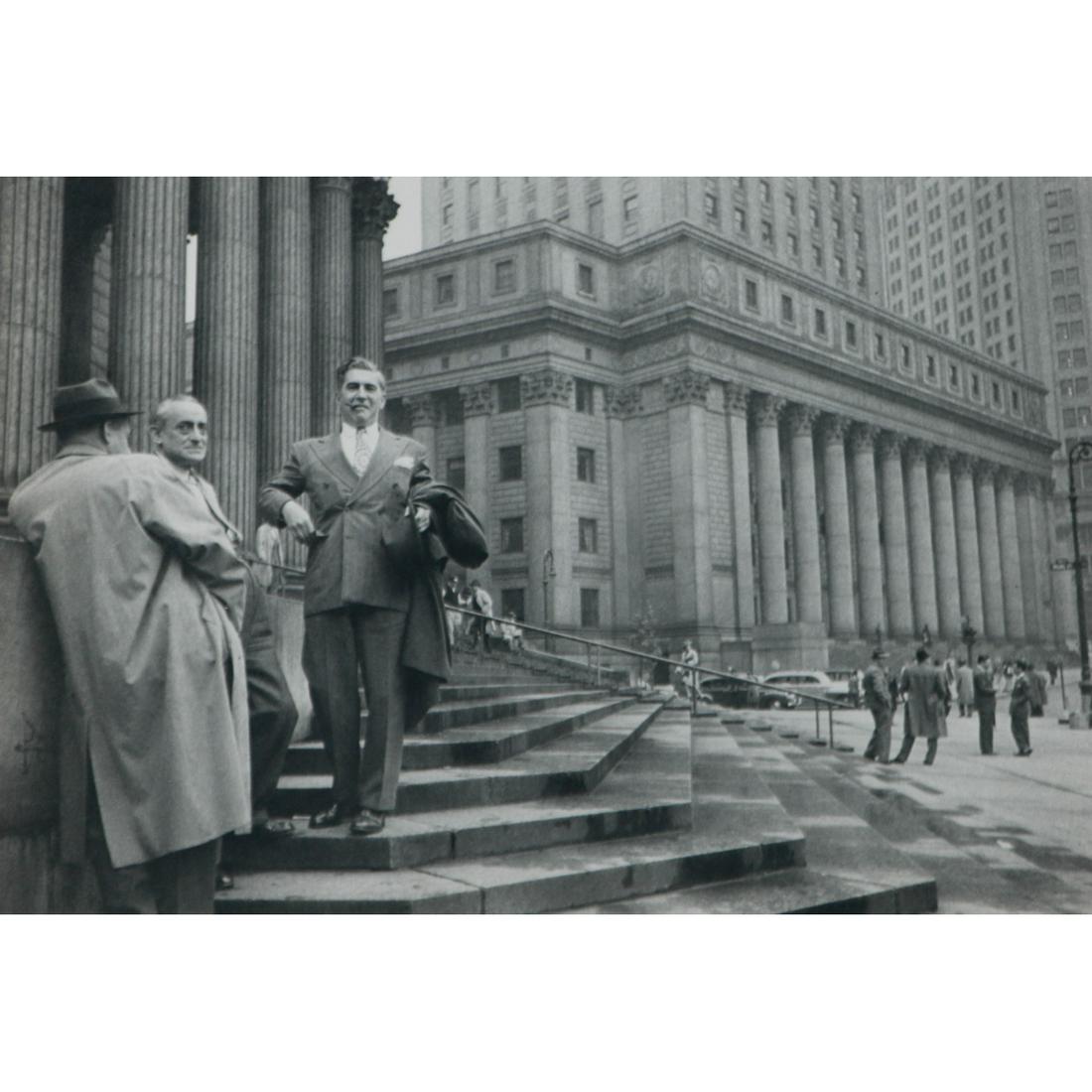 HENRI CARTIER-BRESSON - New York, 1947. Near the Hall: Artist: HENRI CARTIER-BRESSON Print Title: New York, 1947. Near the Hall of Records. Medium: Sheet-fed Gravure Printing Date: 1950's Printed in France Image Size approx: 6.5 x 9.75 inches Henri Cartie